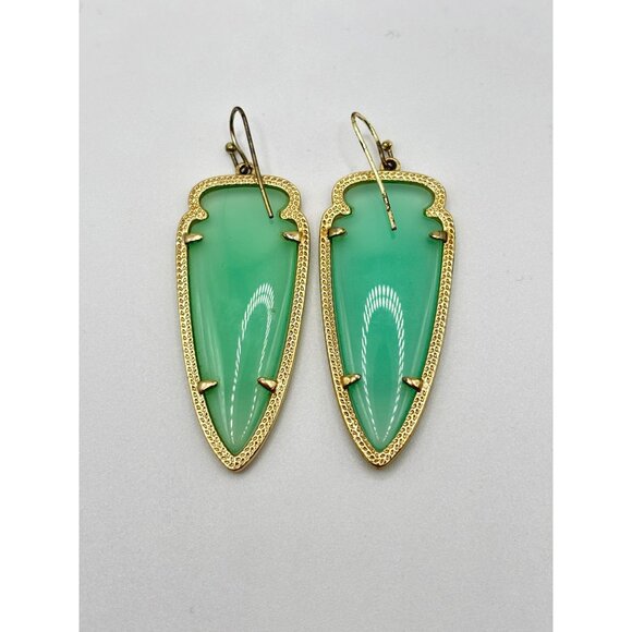 Kendra Scott Gold Green Elle Drop Earrings - Picture 2 of 6